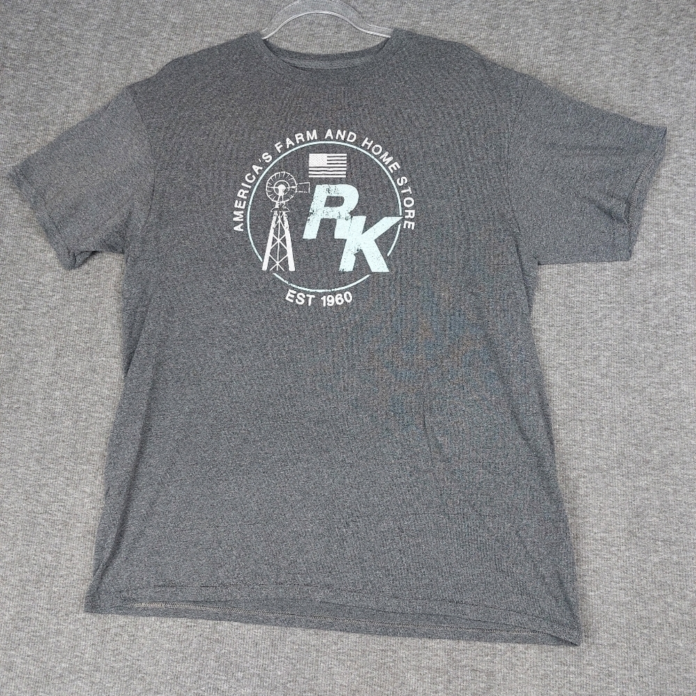 RURAL KING UNISEX GRAY BLUE WHITE AMERICAS FARM STORE SHORT SLEEVE TSHIRT SZ XL